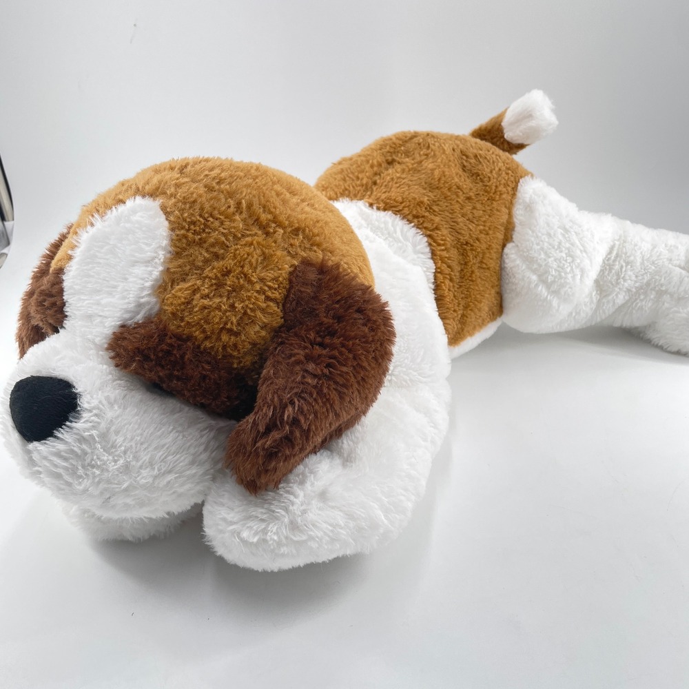 Kelly Toy Large Puppy Plush Floppy Dog Brown White Floppy Big Eyebrows Realistic